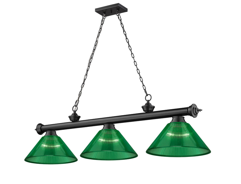 Cordon 3 Light 57.25" Billiard, Acrylic Shades (ARC) in Matte Black