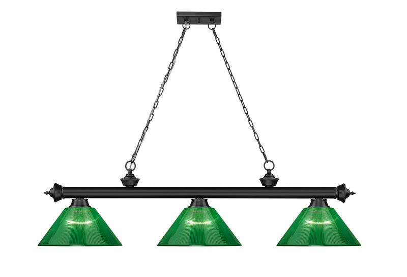 Cordon 3 Light 57.25" Billiard, Acrylic Shades (ARC) in Matte Black