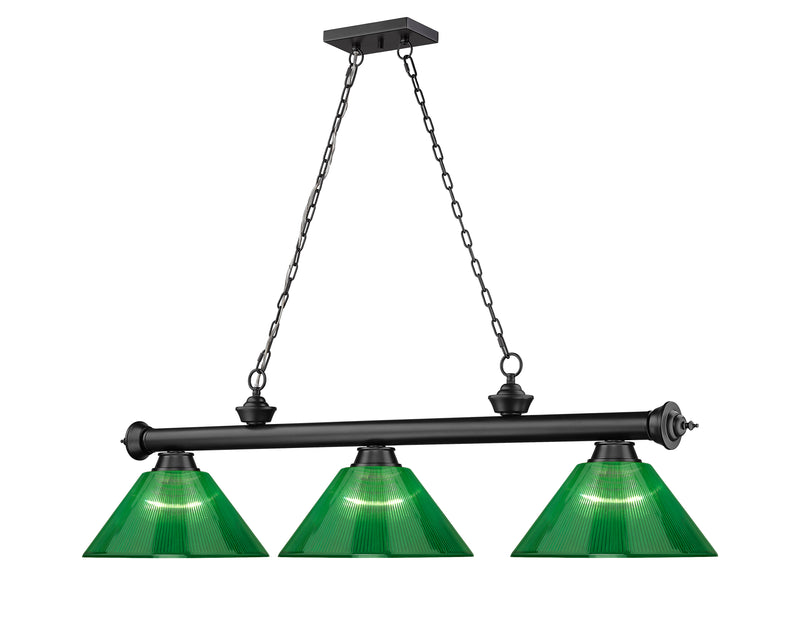 Cordon 3 Light 57.25" Billiard, Acrylic Shades (ARC) in Matte Black