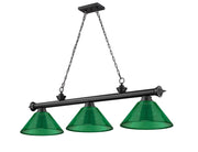 Cordon 3 Light 57.25" Billiard, Acrylic Shades (ARC) in Matte Black