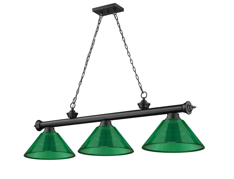 Cordon 3 Light 57.25" Billiard, Acrylic Shades (ARC) in Matte Black