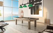 Cordon 3 Light 57.25" Billiard, Acrylic Shades (ARC) in Matte Black in a room setting