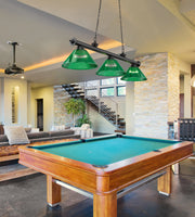 Cordon 3 Light 57.25" Billiard, Acrylic Shades (ARC) in Matte Black in a room setting
