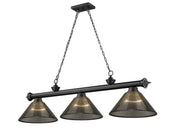 Cordon 3 Light 57.25" Billiard, Acrylic Shades (ARC) in Matte Black