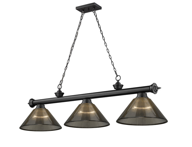 Cordon 3 Light 57.25" Billiard, Acrylic Shades (ARC) in Matte Black