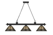 Cordon 3 Light 57.25" Billiard, Acrylic Shades (ARC) in Matte Black