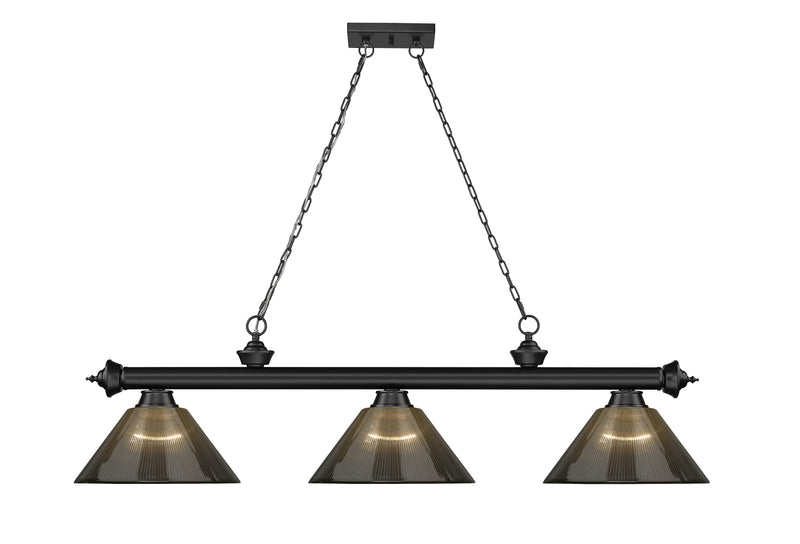 Cordon 3 Light 57.25" Billiard, Acrylic Shades (ARC) in Matte Black