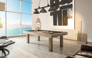 Cordon 3 Light 57.25" Billiard, Acrylic Shades (ARC) in Matte Black in a room setting
