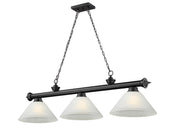Cordon 3 Light 57.25" Billiard, Glass Shades (A) in Matte Black