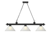 Cordon 3 Light 57.25" Billiard, Glass Shades (A) in Matte Black