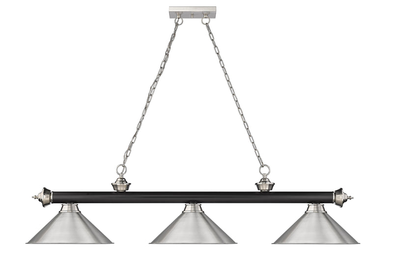Cordon 3 Light 57.25" Billiard, Metal Shades in Matte Black + Brushed Nickel