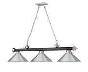 Cordon 3 Light 57.25" Billiard, Metal Shades in Matte Black + Brushed Nickel