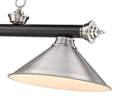 Cordon 3 Light 57.25" Billiard, Metal Shades in Matte Black + Brushed Nickel