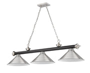 Cordon 3 Light 57.25" Billiard, Metal Shades in Matte Black + Brushed Nickel
