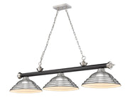 Cordon 3 Light 58" Billiard, Metal Shades (ST) in Matte Black + Brushed Nickel