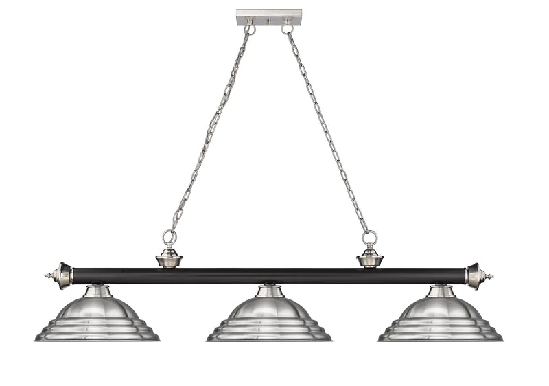 Cordon 3 Light 58" Billiard, Metal Shades (ST) in Matte Black + Brushed Nickel