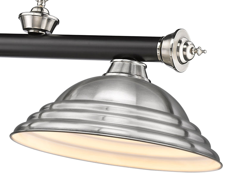 Cordon 3 Light 58" Billiard, Metal Shades (ST) in Matte Black + Brushed Nickel