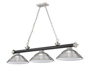 Cordon 3 Light 58" Billiard, Metal Shades (ST) in Matte Black + Brushed Nickel