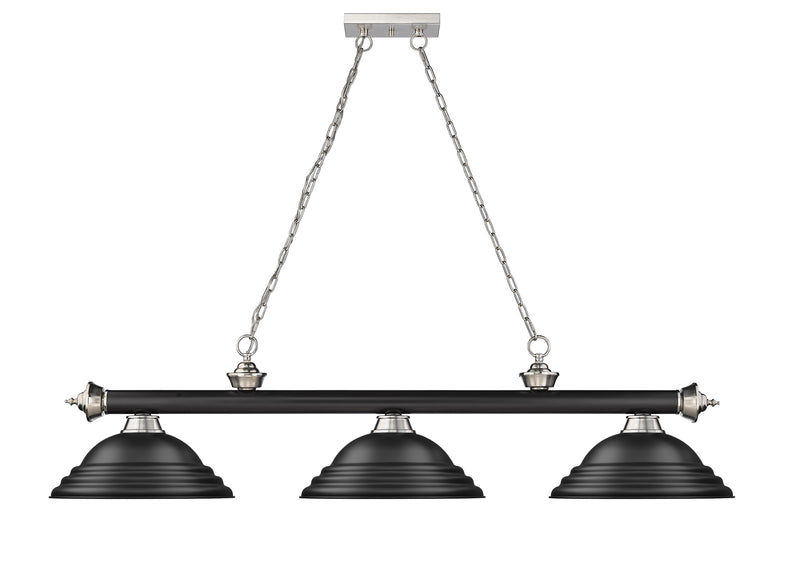 Cordon 3 Light 58" Billiard, Metal Shades (ST) in Matte Black + Brushed Nickel