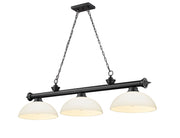 Cordon 3 Light 57.25" Billiard, Glass Shades (D) in Matte Black