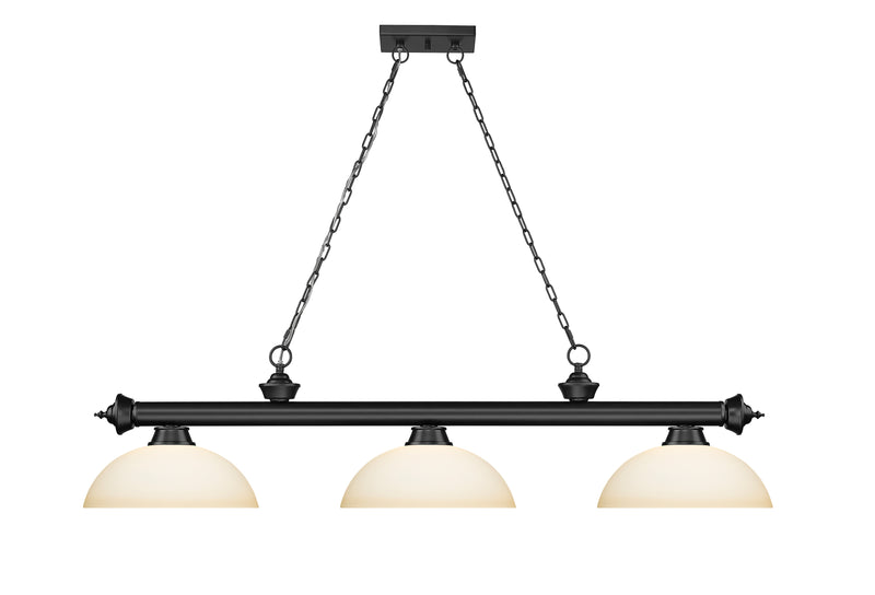 Cordon 3 Light 57.25" Billiard, Glass Shades (D) in Matte Black