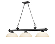 Cordon 3 Light 57.25" Billiard, Glass Shades (D) in Matte Black