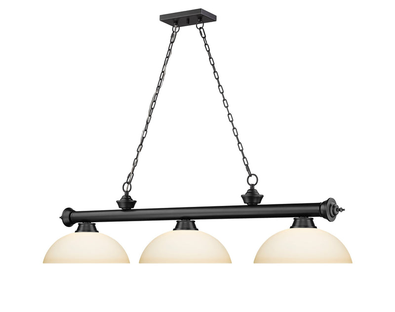 Cordon 3 Light 57.25" Billiard, Glass Shades (D) in Matte Black