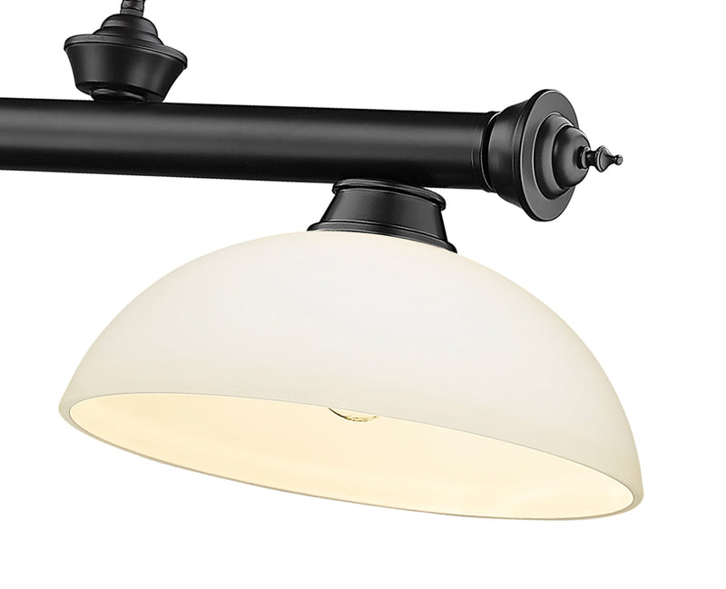 Cordon 3 Light 57.25" Billiard, Glass Shades (D) in Matte Black