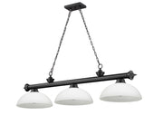 Cordon 3 Light 57.25" Billiard, Glass Shades (D) in Matte Black