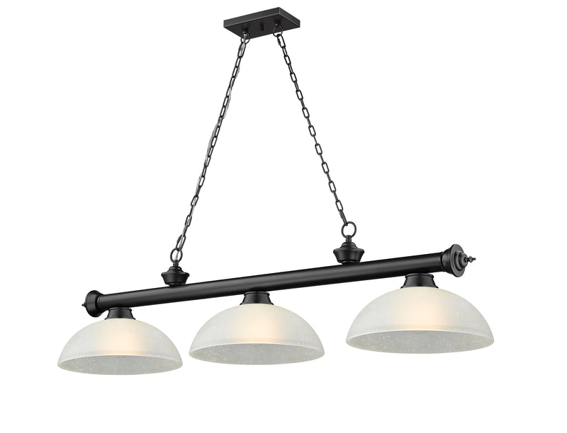 Cordon 3 Light 57.25" Billiard, Glass Shades (D) in Matte Black