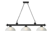 Cordon 3 Light 57.25" Billiard, Glass Shades (D) in Matte Black