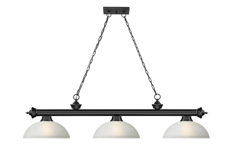 Cordon 3 Light 57.25" Billiard, Glass Shades (D) in Matte Black