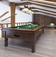 Cordon 3 Light 57.25" Billiard, Glass Shades (D) in Matte Black in a room setting