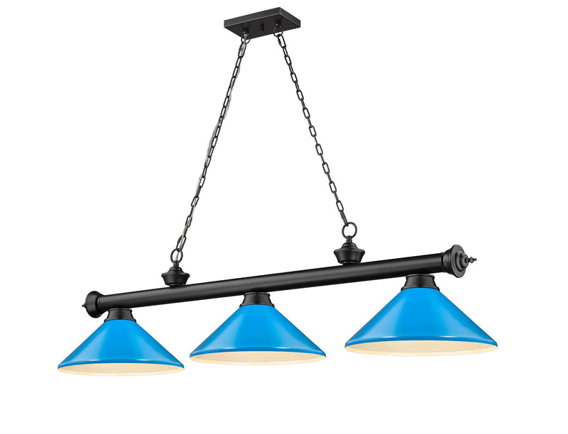 Cordon 3 Light 58" Billiard, Metal Shades (M) in Matte Black