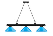 Cordon 3 Light 58" Billiard, Metal Shades (M) in Matte Black