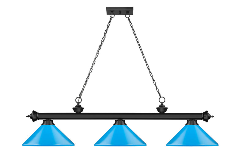 Cordon 3 Light 58" Billiard, Metal Shades (M) in Matte Black