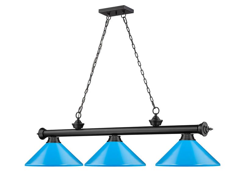Cordon 3 Light 58" Billiard, Metal Shades (M) in Matte Black