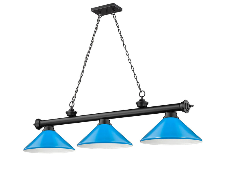 Cordon 3 Light 58" Billiard, Metal Shades (M) in Matte Black