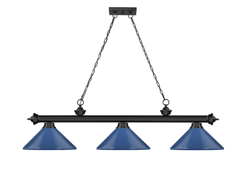 Cordon 3 Light 58" Billiard, Metal Shades (M) in Matte Black