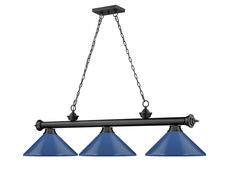 Cordon 3 Light 58" Billiard, Metal Shades (M) in Matte Black