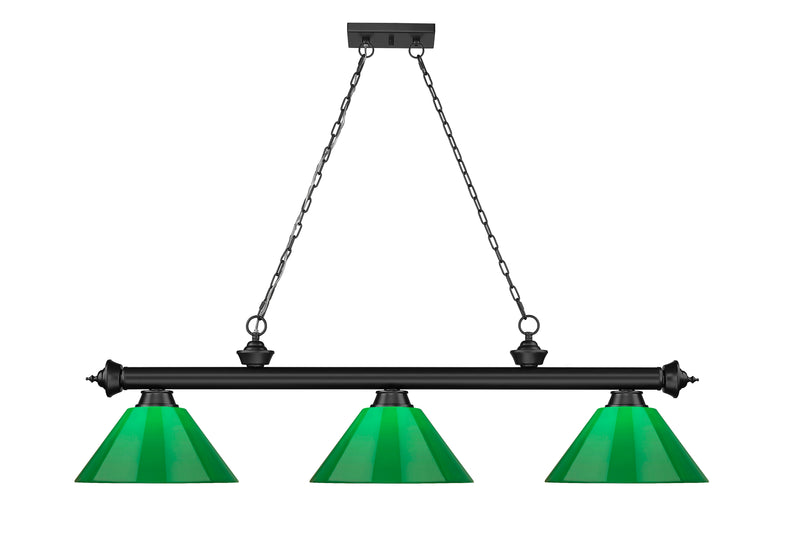 Cordon 3 Light 57.25" Billiard, Plastic Shades in Matte Black