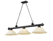 Cordon 3 Light 58" Billiard, Glass Shades in Matte Black