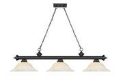 Cordon 3 Light 58" Billiard, Glass Shades in Matte Black