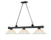 Cordon 3 Light 58" Billiard, Glass Shades in Matte Black