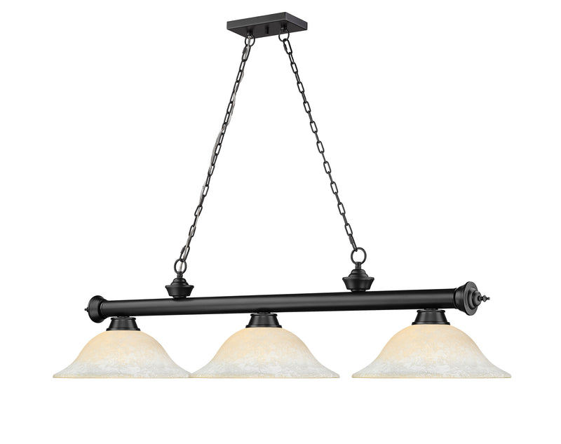 Cordon 3 Light 58" Billiard, Glass Shades in Matte Black