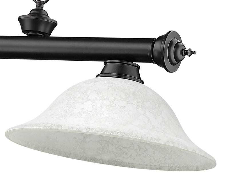 Cordon 3 Light 58" Billiard, Glass Shades in Matte Black