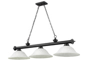 Cordon 3 Light 58" Billiard, Glass Shades in Matte Black
