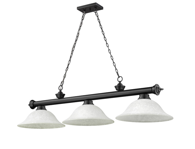Cordon 3 Light 58" Billiard, Glass Shades in Matte Black