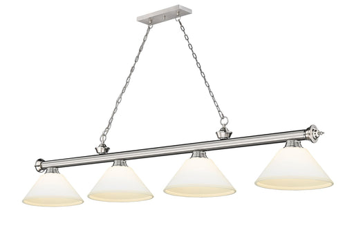Cordon 4 Light 81.25" Billiard, Glass Shades (A) in Brushed Nickel