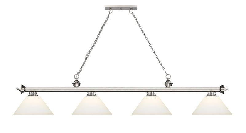 Cordon 4 Light 81.25" Billiard, Glass Shades (A) in Brushed Nickel
